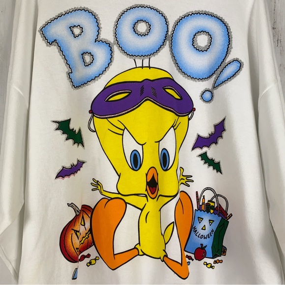 Vintage Looney Tunes Womens Sweatshirt Size XXL 18/20 Tweety Halloween White ‘97 - Picture 1 of 12